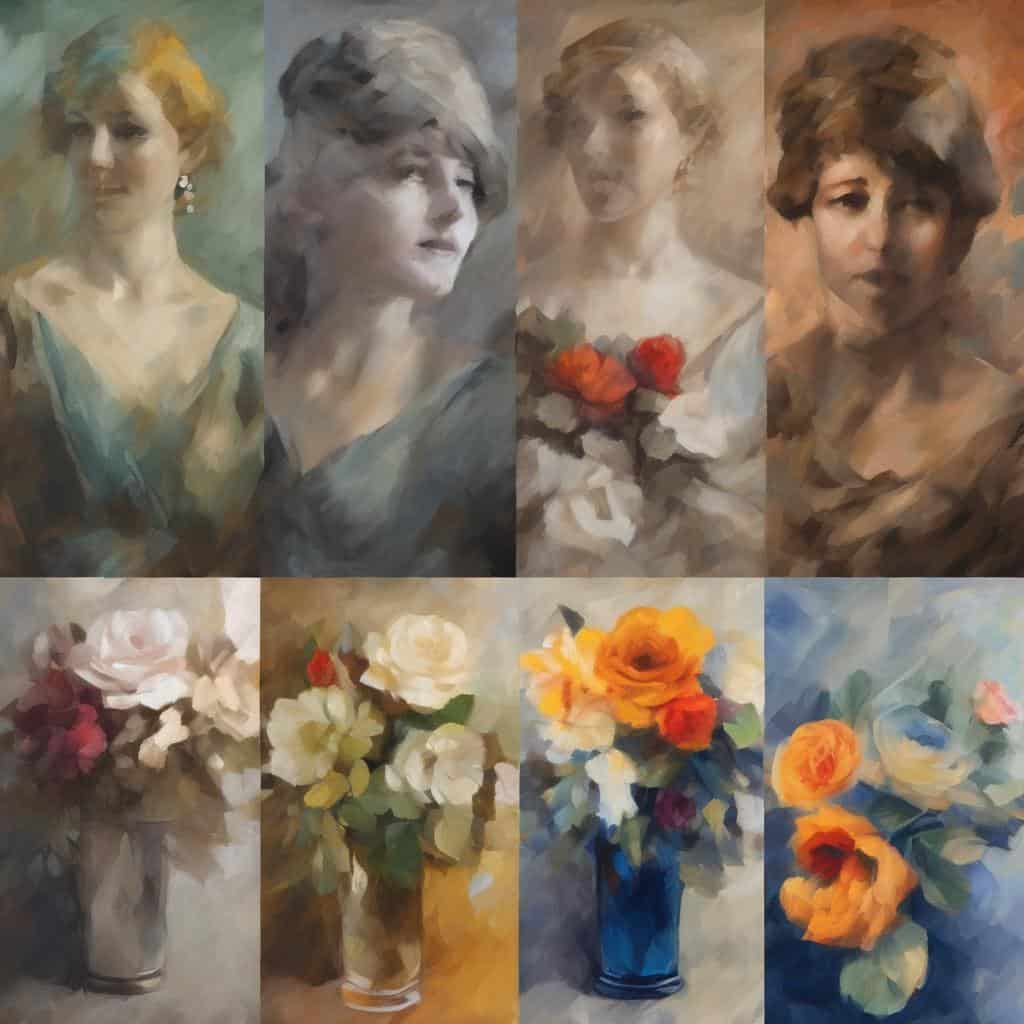 ρετρό πορτρέτα και ανθογραφίες ζωγραφιές, εμπειρία άχρονης τέχνης από το kosuy.com.